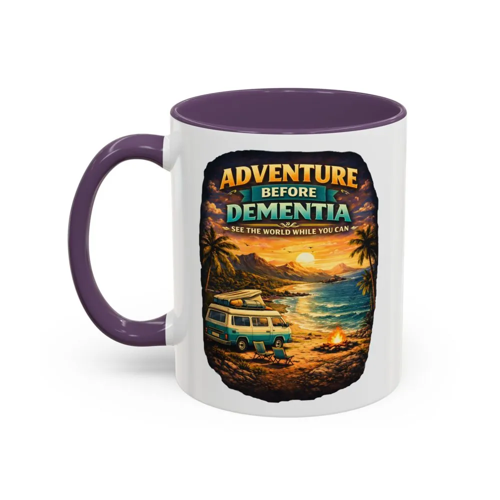 Accent Coffee Mug (11, 15oz) — "Adventure Before Dementia" Design Scenic-Line