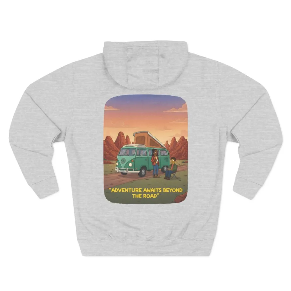 6020991896566608090_2048.jpeg Three-Panel Fleece Hoodie - "Adventure Awaits Beyond The Road" Design Sitcom-Line