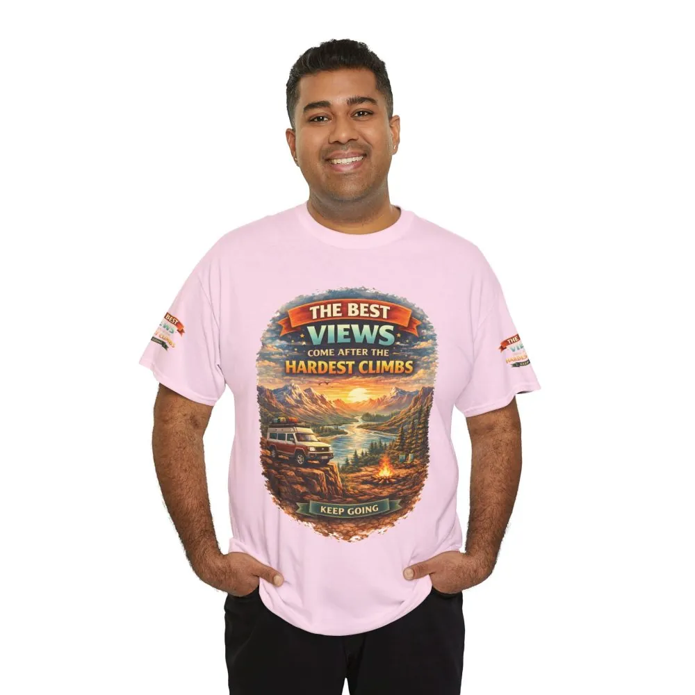 Unisex Heavy Cotton Tee — "The Best Views" Design Scenic-Line