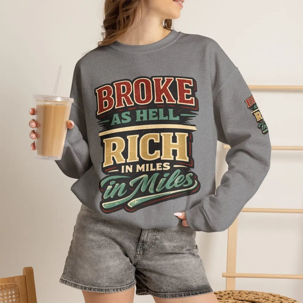 Unisex Heavy Blend™ Crewneck Sweatshirt — "Broke As Hell" Design F**K-Line