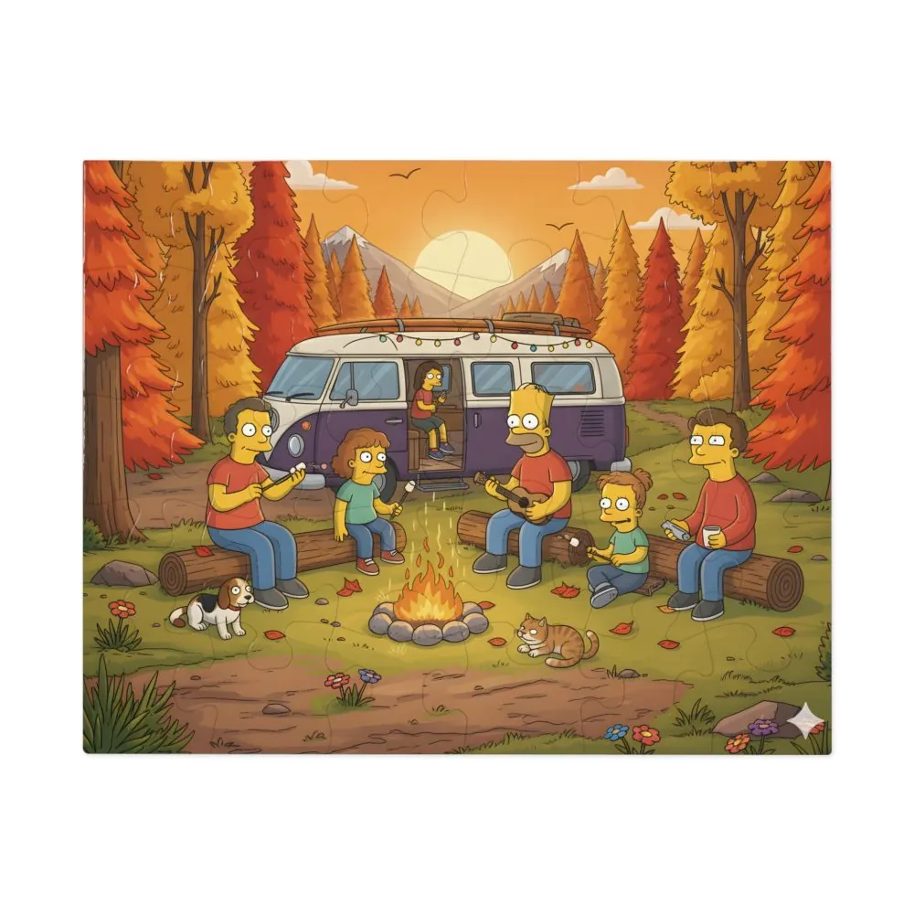 6033583547093437403_2048.jpeg Jigsaw Puzzle with Tin — Autumn Van Bonfire Scene