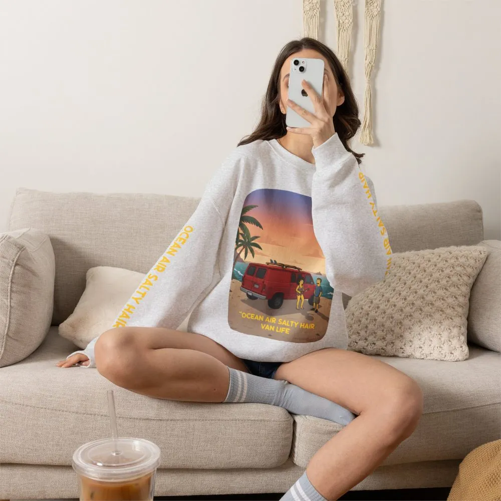 603744061338878357_2048.jpeg Unisex Heavy Blend™ Crewneck Sweatshirt — "Ocean Air Salty Hair Van Life" Design Sitcom-Line