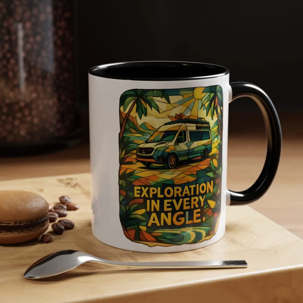 Accent Coffee Mug (11, 15oz) — "Exploration In Every Angle" Design Cubic-Line