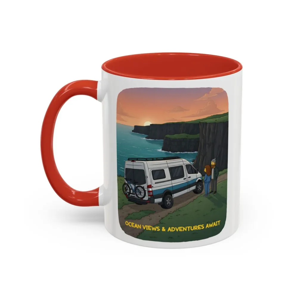 Accent Coffee Mug (11, 15oz) — "Ocean Views-Adventures Awaits" Design Sitcom-Line