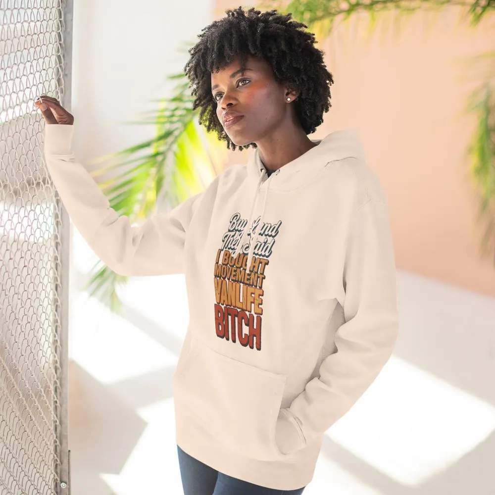 Three-Panel Fleece Hoodie - "Buy Land They Said" Design F**K-Line