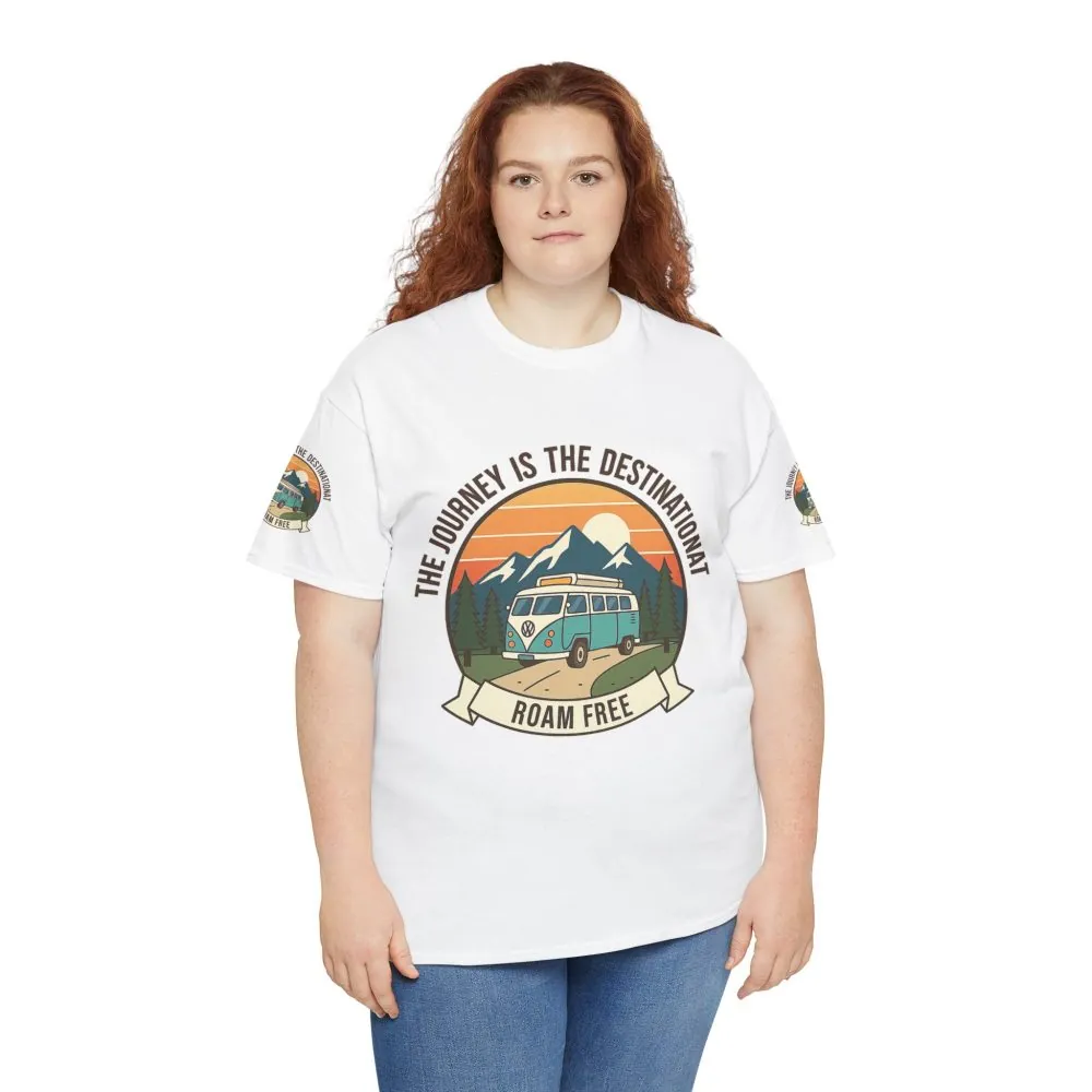 605389864468128625_2048.jpeg Unisex Heavy Cotton Tee — "The Journey Is The Destination" Roam Free Travel Shirt