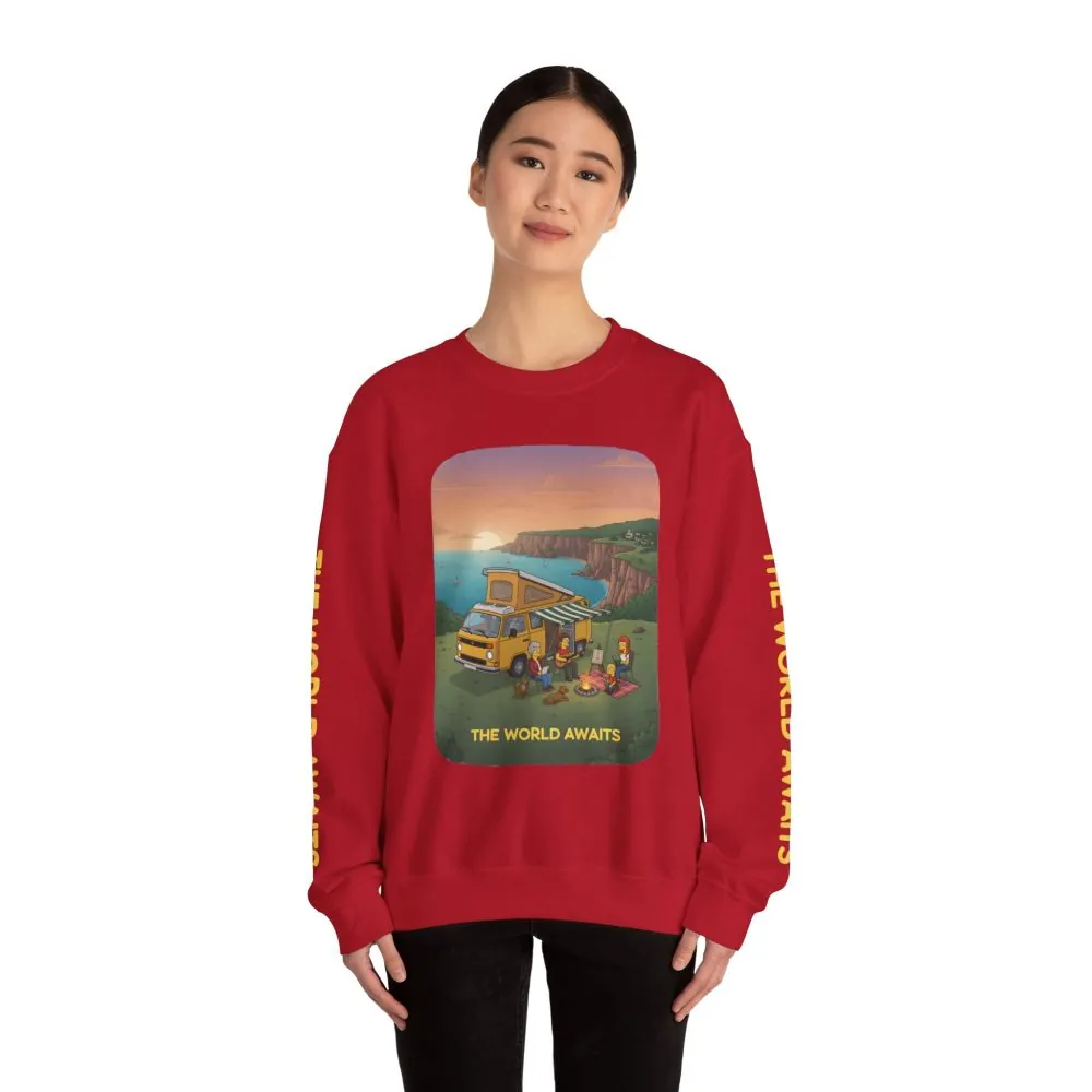 6062204205855540780_2048.jpeg Unisex Heavy Blend™ Crewneck Sweatshirt — "The World Awaits" Design Sitcom-Line