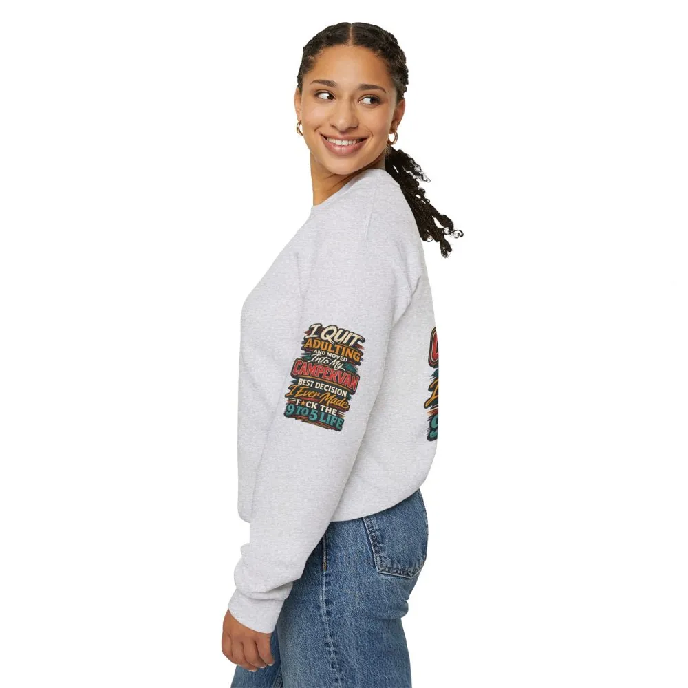 Unisex Heavy Blend™ Crewneck Sweatshirt — "I Quit Adulting" Design F**K-Line