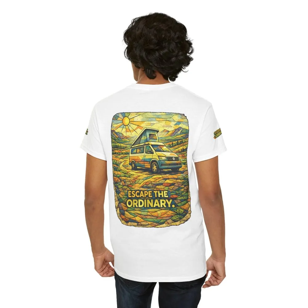 Unisex Heavy Cotton Tee — "Escape The Ordinary" Design Cubic-Line