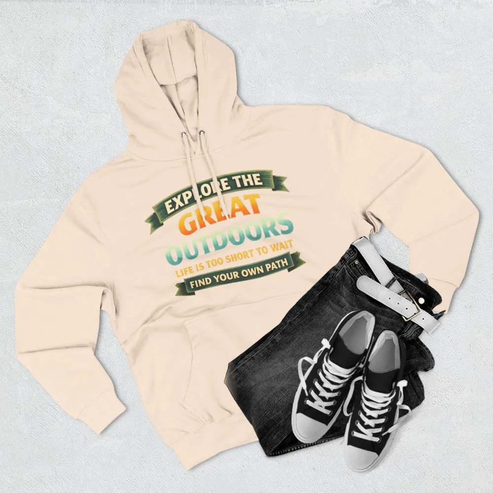 Three-Panel Fleece Hoodie - "Explore The Great Outdoors" Design Scenic-Line