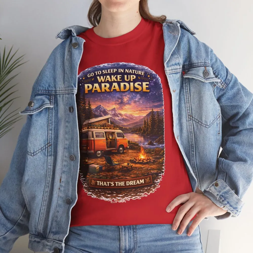 Unisex Heavy Cotton Tee — "Go Sleep In Nature" Design Scenic-Line