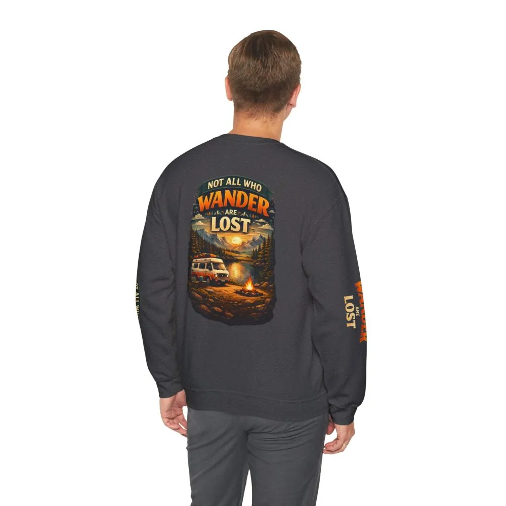 6118568975764865833_2048.jpeg Unisex Heavy Blend™ Crewneck Sweatshirt — "Not All Who Wander Are Lost" Design Scenic-Line