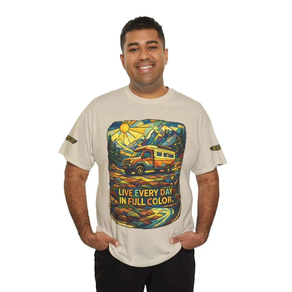 6126897463036050827_2048.jpeg Unisex Heavy Cotton Tee — "Live Life Every Day In Full Color" Design Cubic-Line