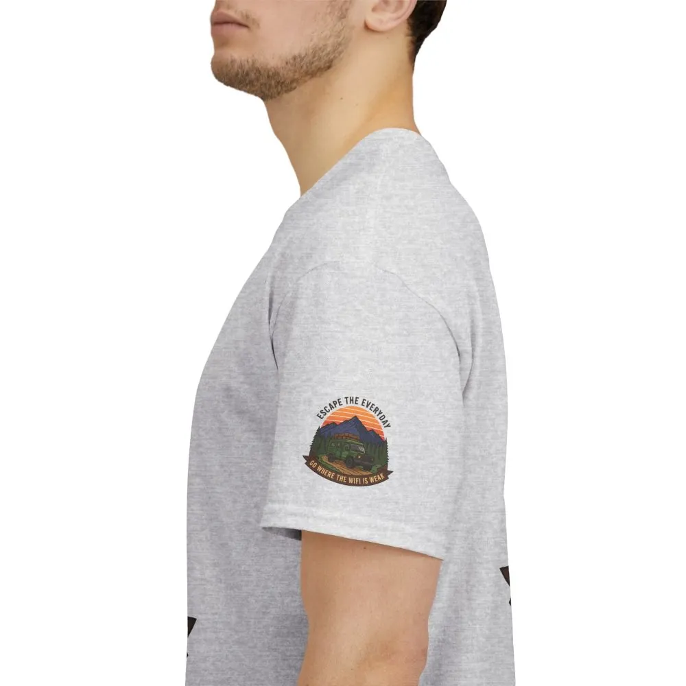 Unisex Heavy Cotton Tee — "Go Where the WiFi Is Weak" Adventure Shirt