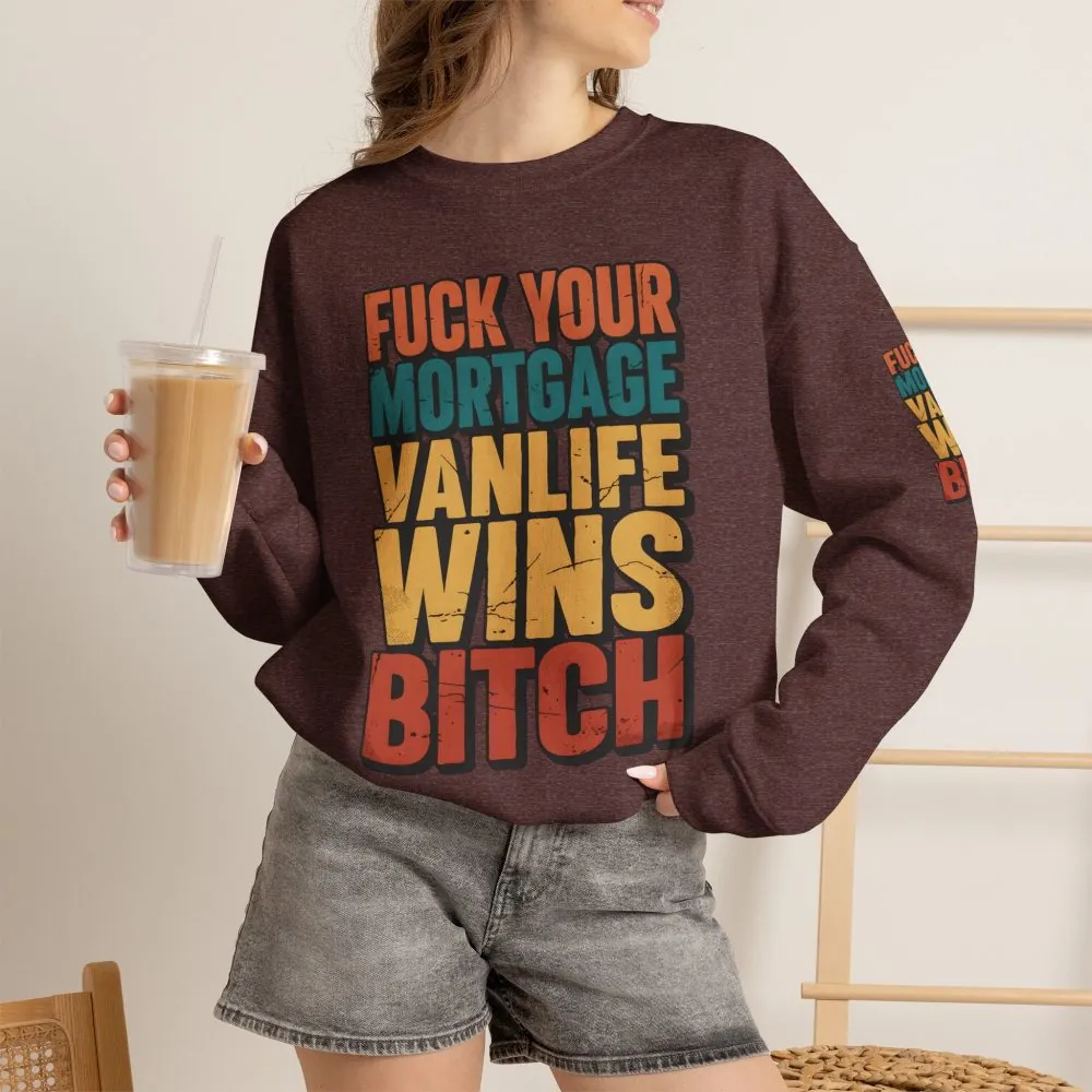 Unisex Heavy Blend™ Crewneck Sweatshirt — "Fuck Your Mortgage" Design F**K-Line