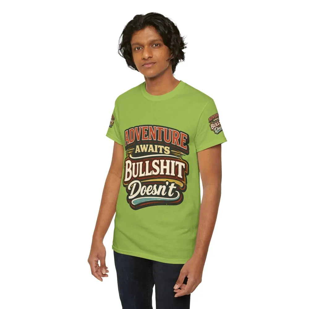 Unisex Heavy Cotton Tee — "Adventure Awaits" Design F**K-Line