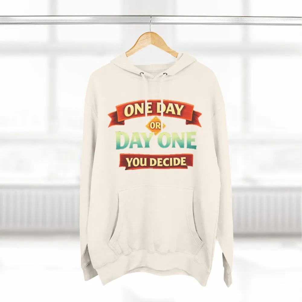 Three-Panel Fleece Hoodie - "One Day Or Day One" Design Scenic-Line