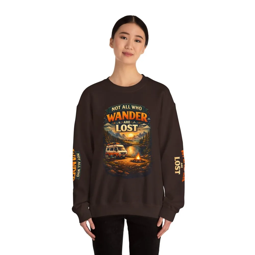 615288299195773071_2048.jpeg Unisex Heavy Blend™ Crewneck Sweatshirt — "Not All Who Wander Are Lost" Design Scenic-Line