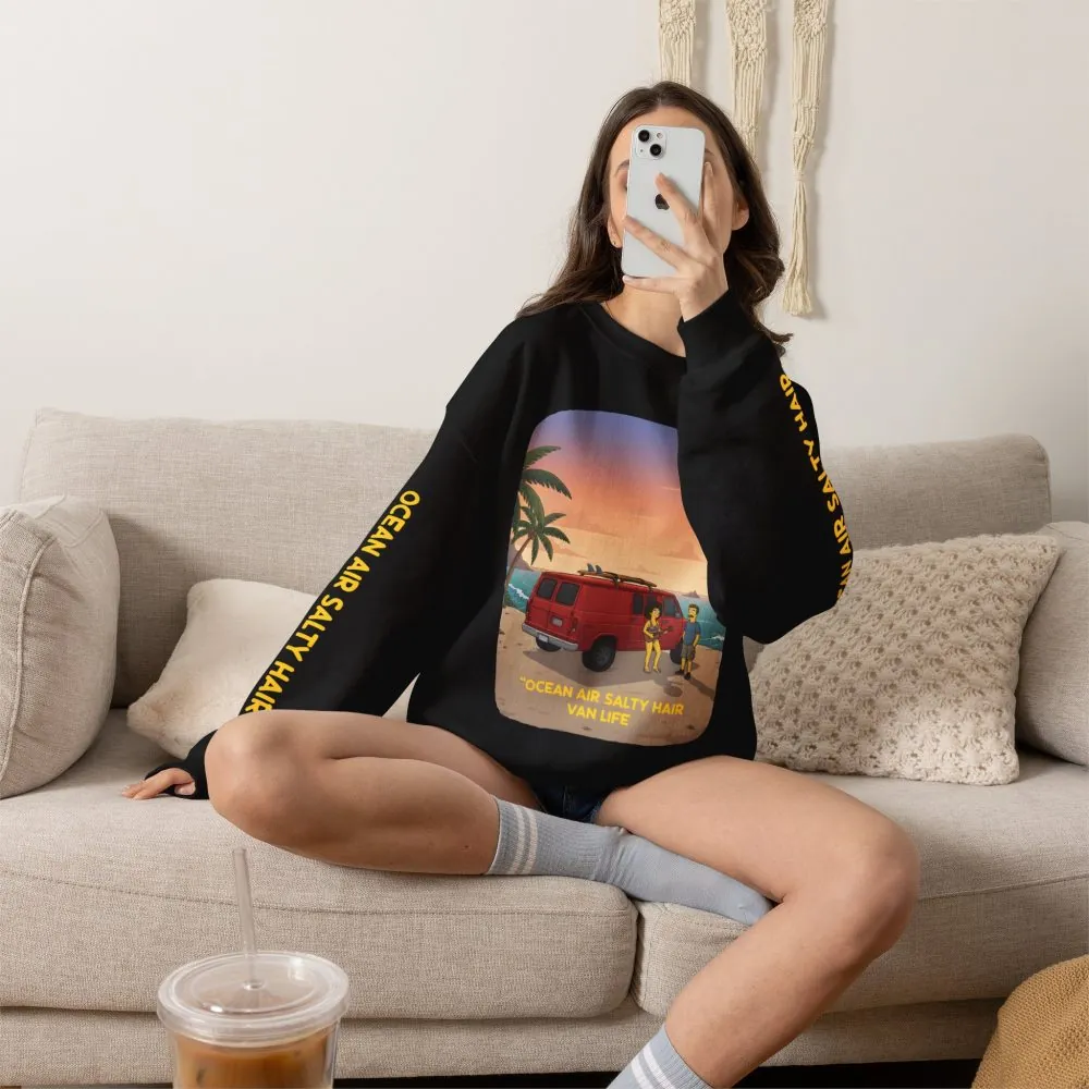 6165871081424377224_2048.jpeg Unisex Heavy Blend™ Crewneck Sweatshirt — "Ocean Air Salty Hair Van Life" Design Sitcom-Line