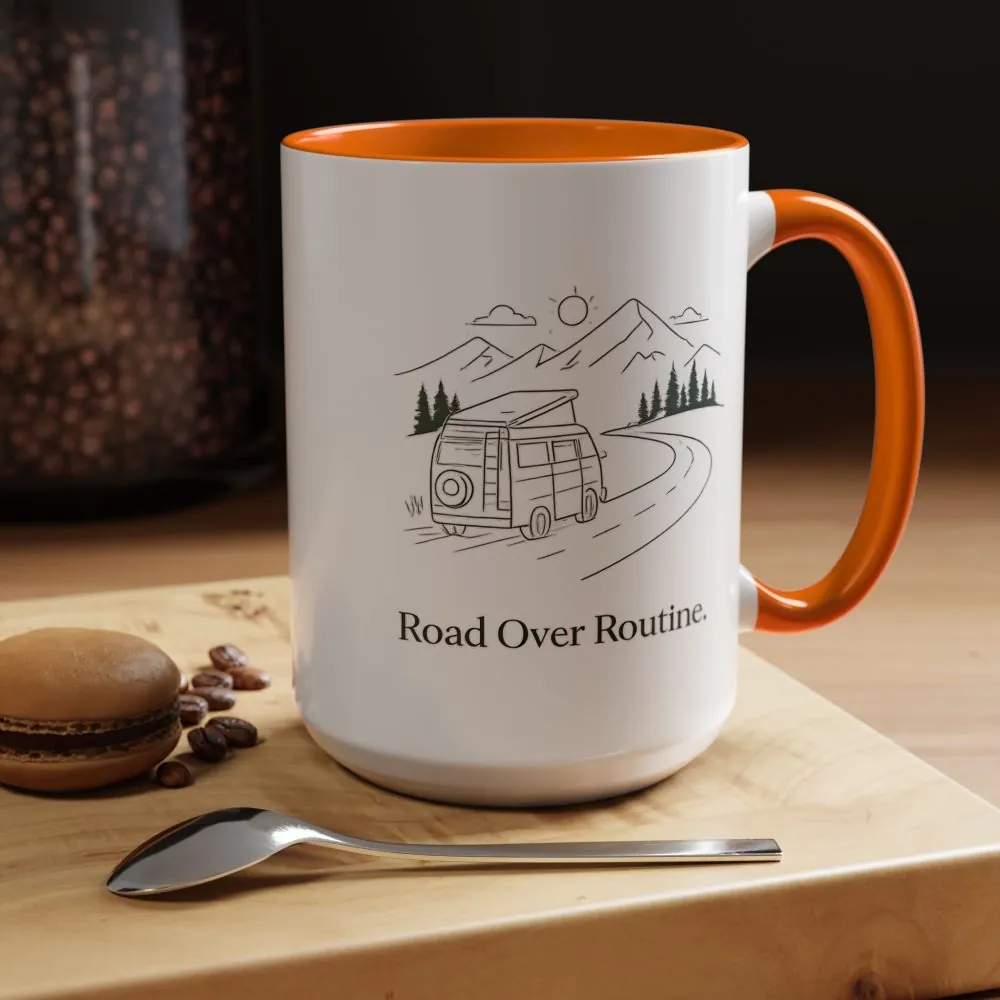 6169045285898315668_2048.jpeg Accent Coffee Mug (11, 15oz) — "Road Over Routine" Design Minimal-Line