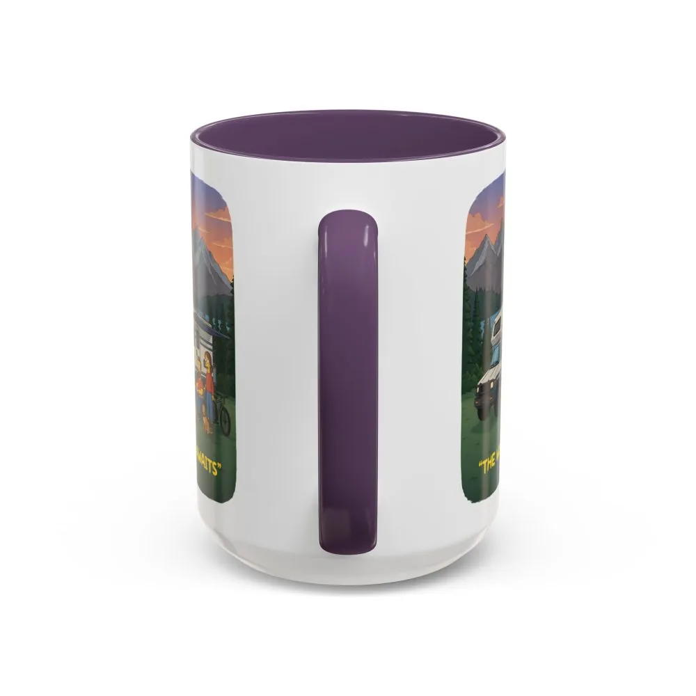 Accent Coffee Mug (11, 15oz) — "The World Awaits" Design Sitcom-Line