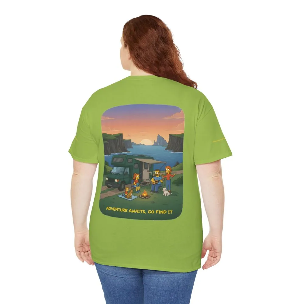 Unisex Heavy Cotton Tee — "Adventure Awaits-Go Find It" Design Sitcom-Line