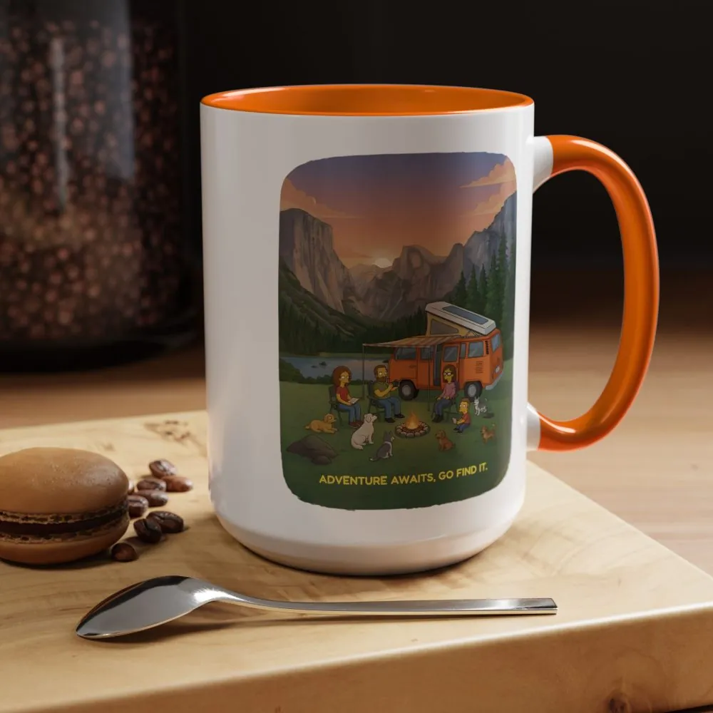 Accent Coffee Mug (11, 15oz) — "Adventure Awaits-Go Find It"" Design Sitcom-Line
