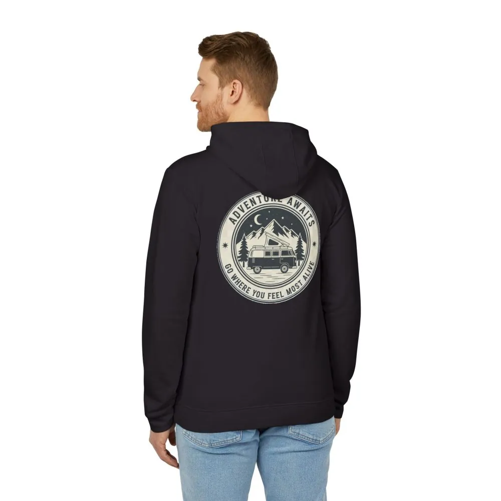 6181635210660444258_2048.jpeg Hoodie(Adidas) — 'Adventure Awaits-Go Where You Feel Most Alive' Outdoor Travel Pullover (Only Back Printed)