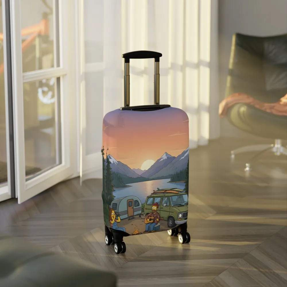 Luggage Cover — Adventure Camper Sketch Travel Suitcase(Design Sitcom-Line)