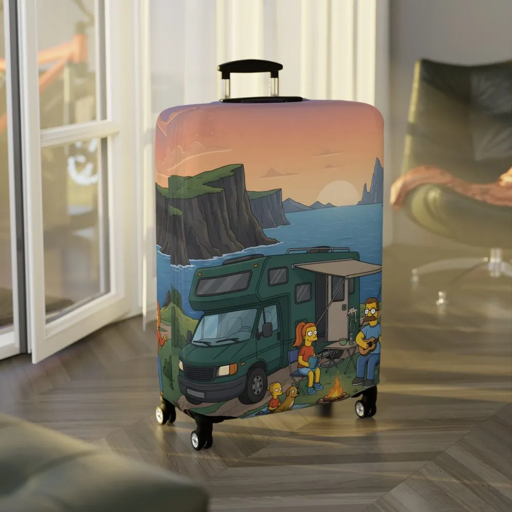 Luggage Cover — Adventure Camper Sketch Travel Suitcase(Design Sitcom-Line)