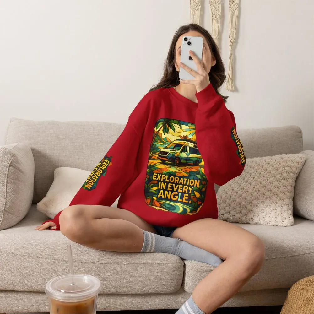 Unisex Heavy Blend™ Crewneck Sweatshirt — "Exploration In Every Angle" Design Cubic-Line
