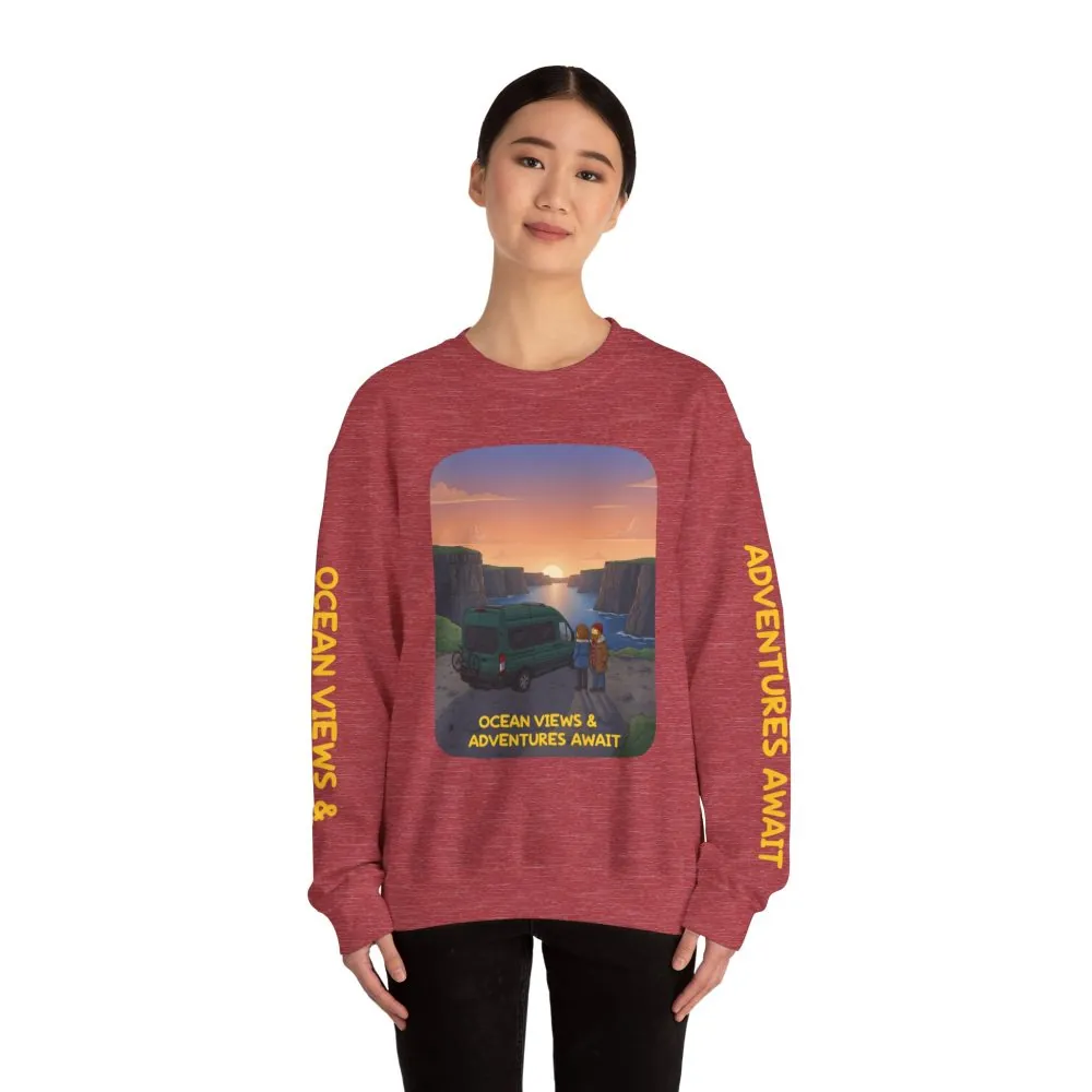 6201294734008952055_2048.jpeg Unisex Heavy Blend™ Crewneck Sweatshirt — "Ocean Views-Adventures Awaits" Design Sitcom-Line