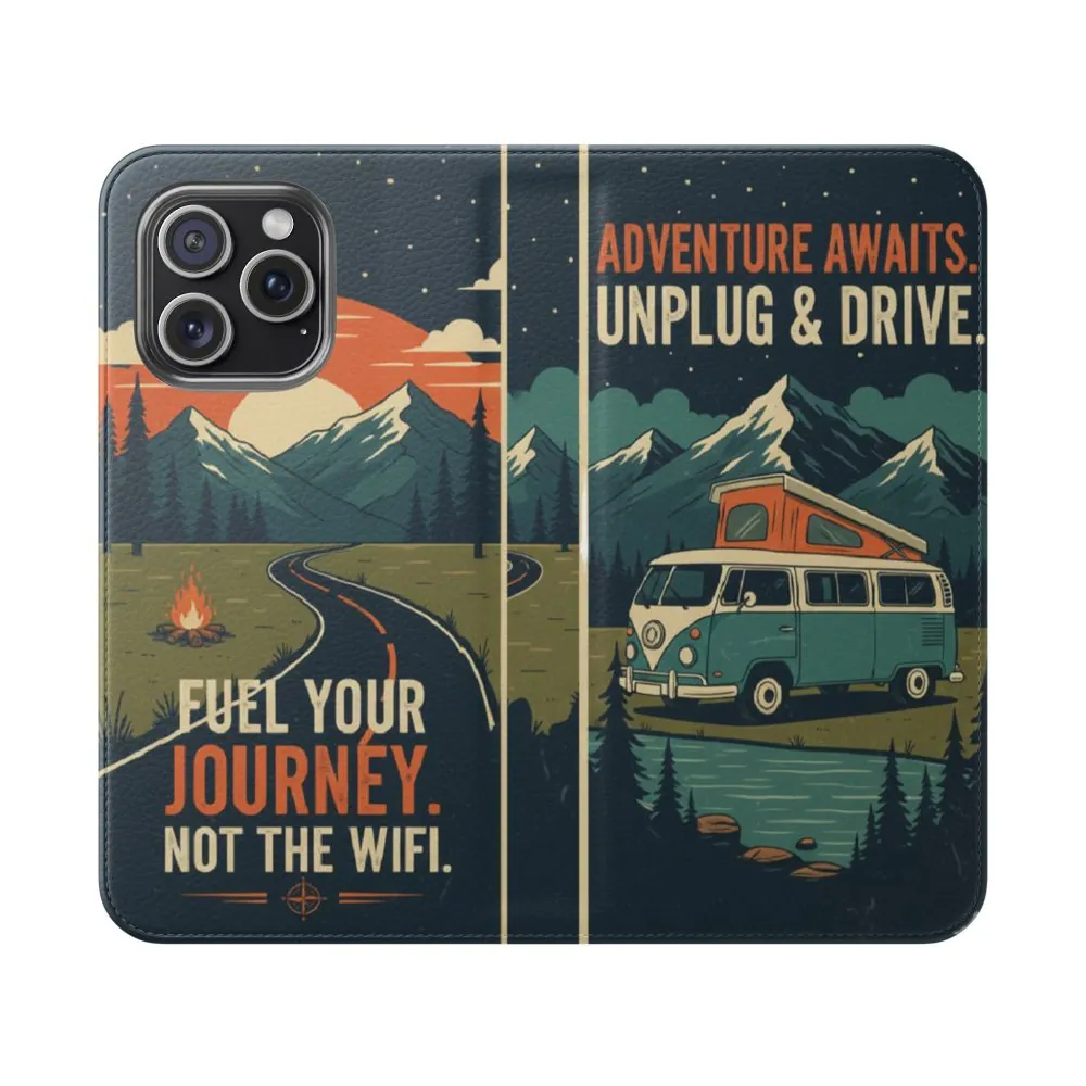 Flip Phone Case — "Fuel Your Journey, Not the Wifi" Wallet Cover