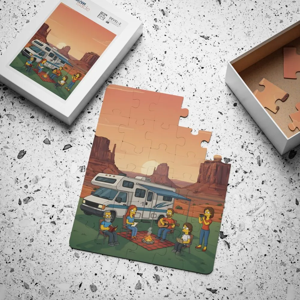 Kids' 30‑Piece Camping Puzzle — Family RV Camping Sunset Scene