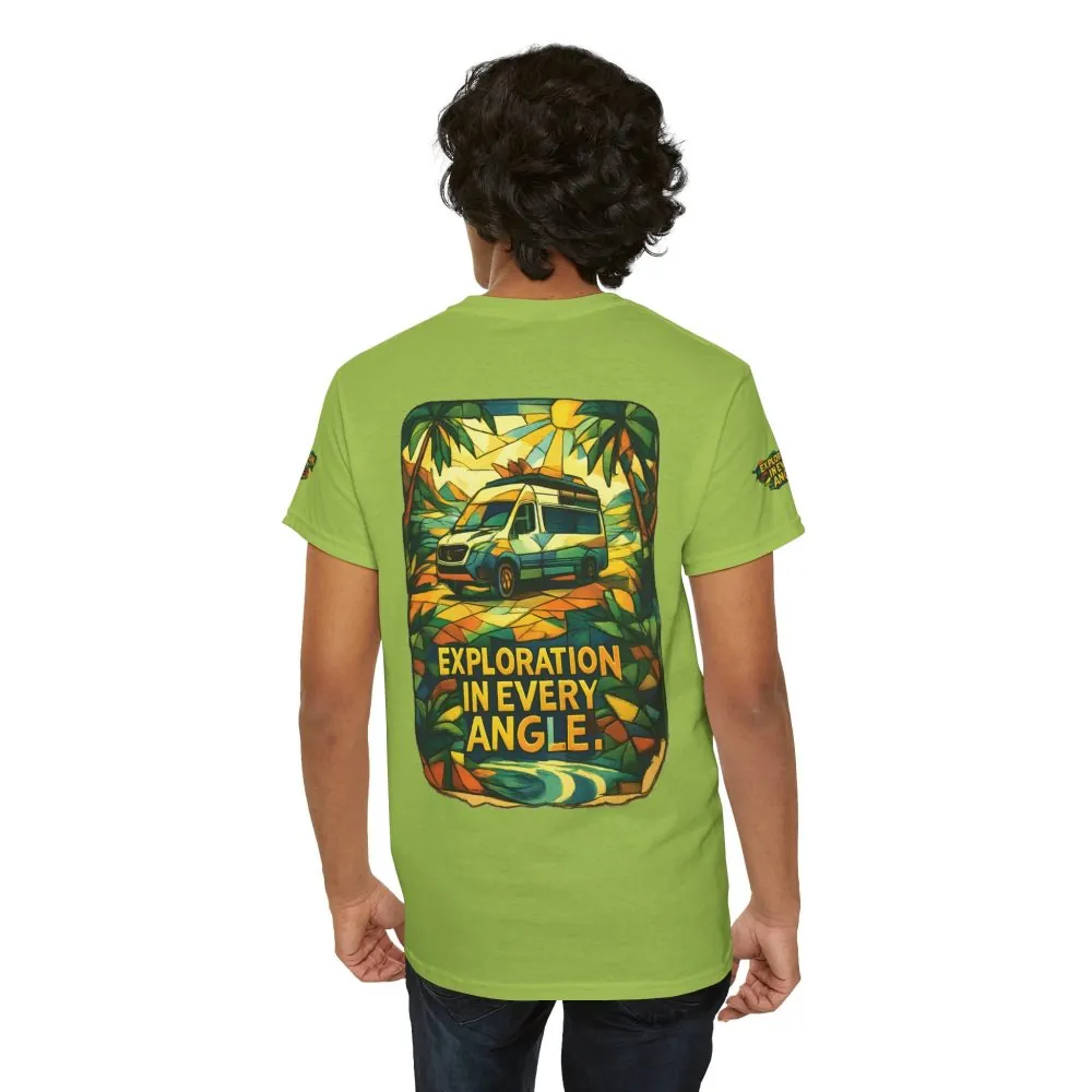 Unisex Heavy Cotton Tee — "Exploration In Every Angle" Design Cubic-Line
