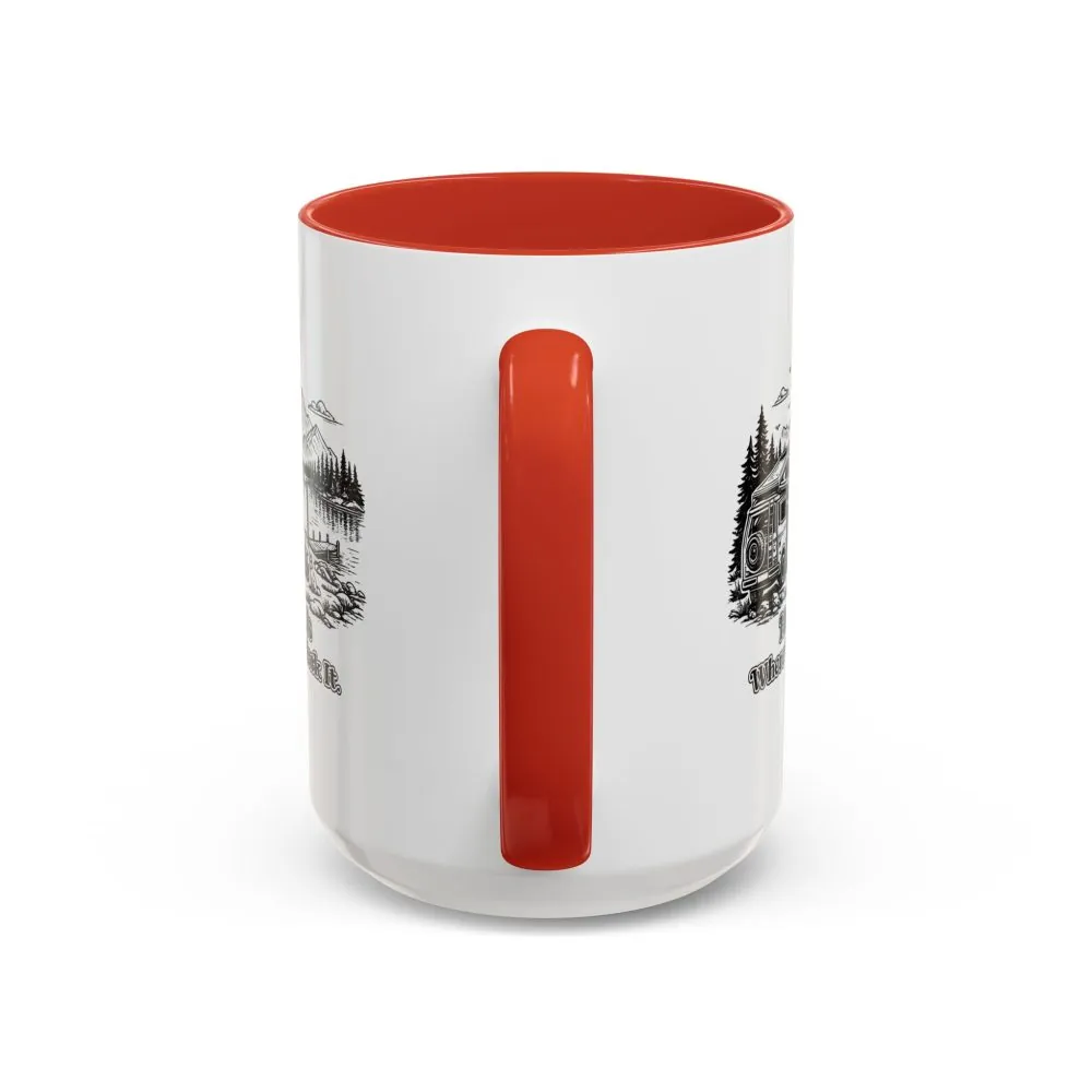 Accent Coffee Mug (11, 15oz) — "Home Is Where You Park It" Design Minimal-Line