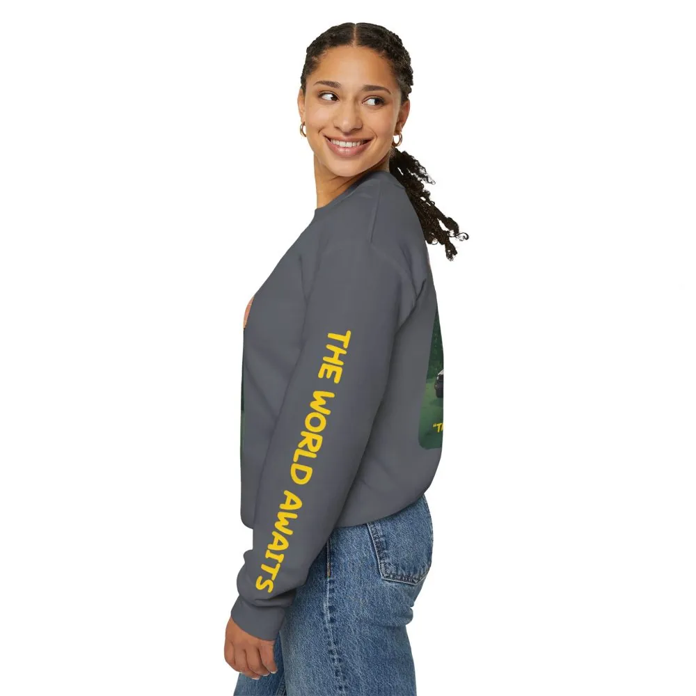 6225386650287712984_2048.jpeg Unisex Heavy Blend™ Crewneck Sweatshirt — "The World Awaits" Design Sitcom-Line