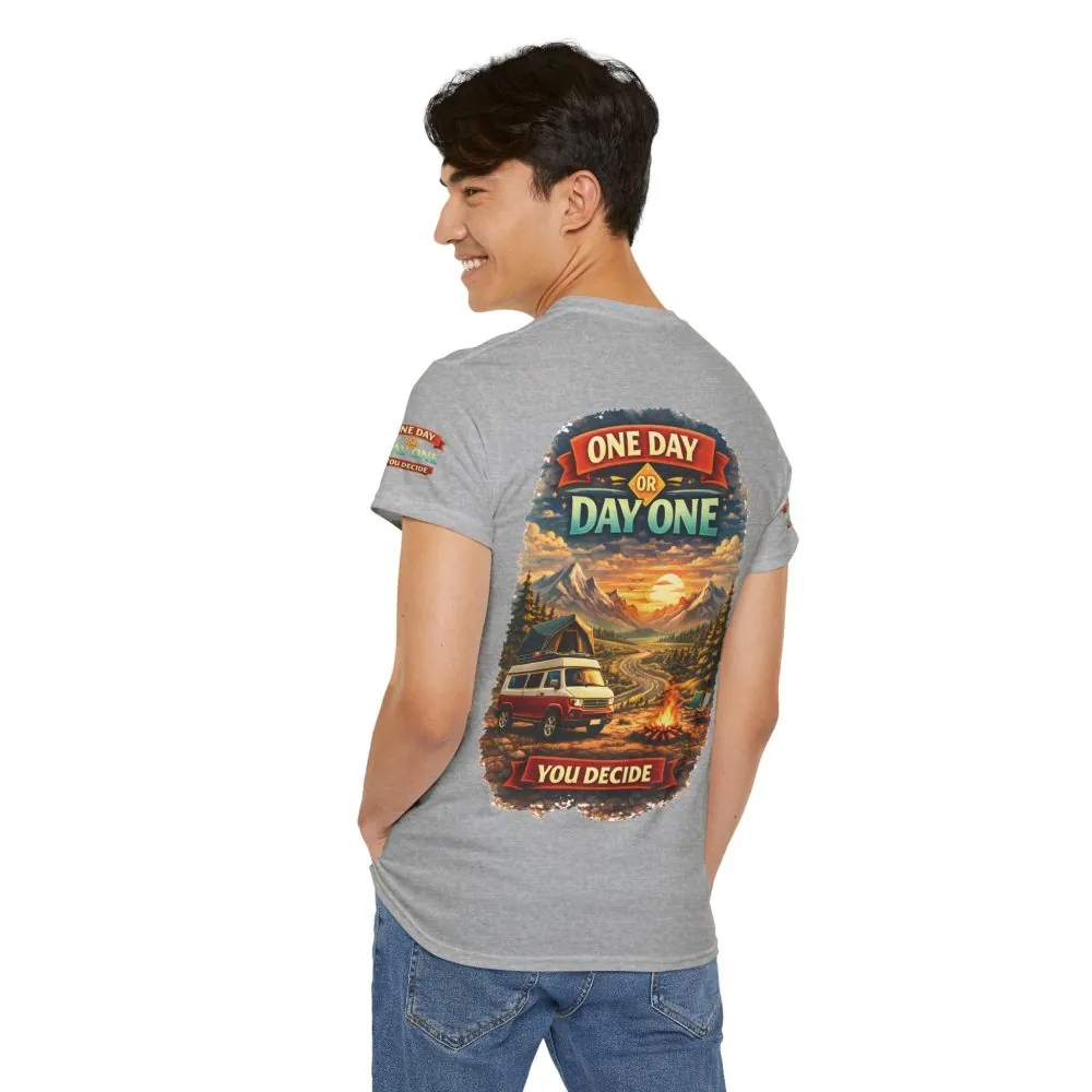 6226829420471990359_2048.jpeg Unisex Heavy Cotton Tee — "One Day Or Day One" Design Scenic-Line
