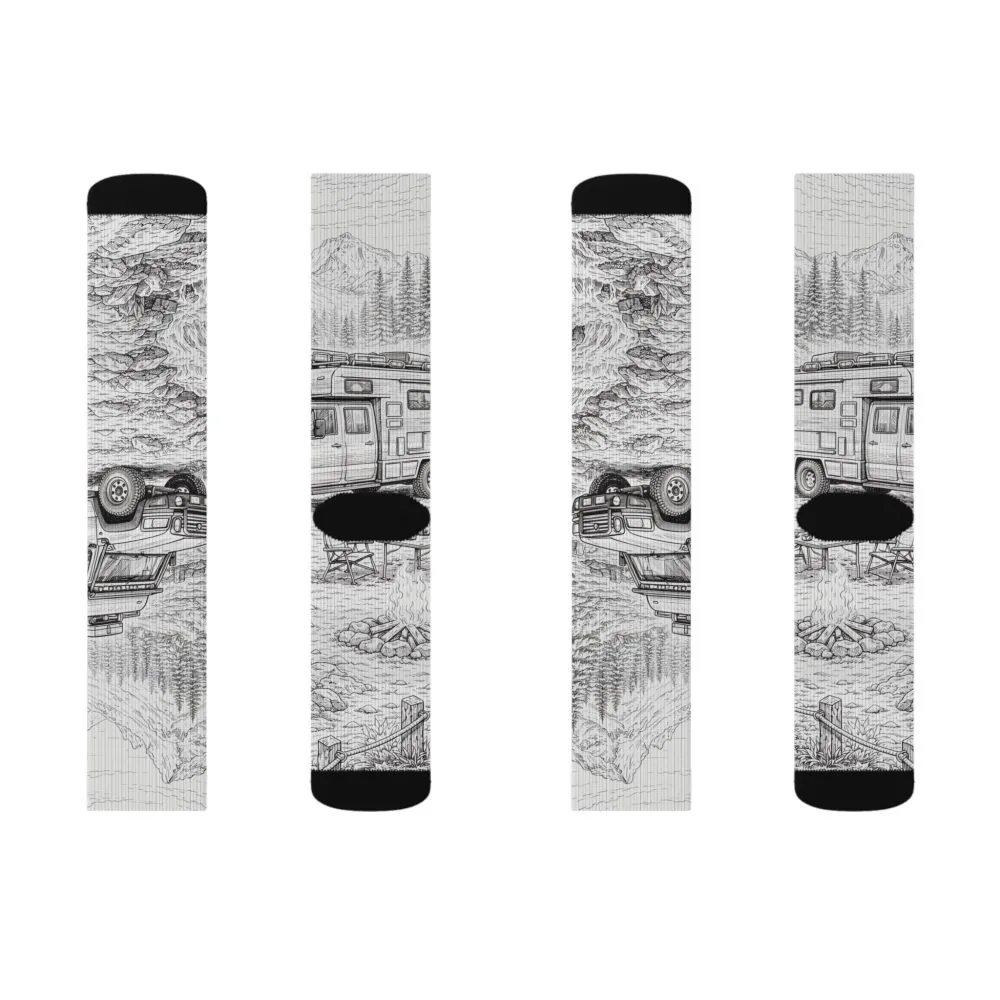 Sublimation Socks — Retro Camper Roadtrip Crew Socks