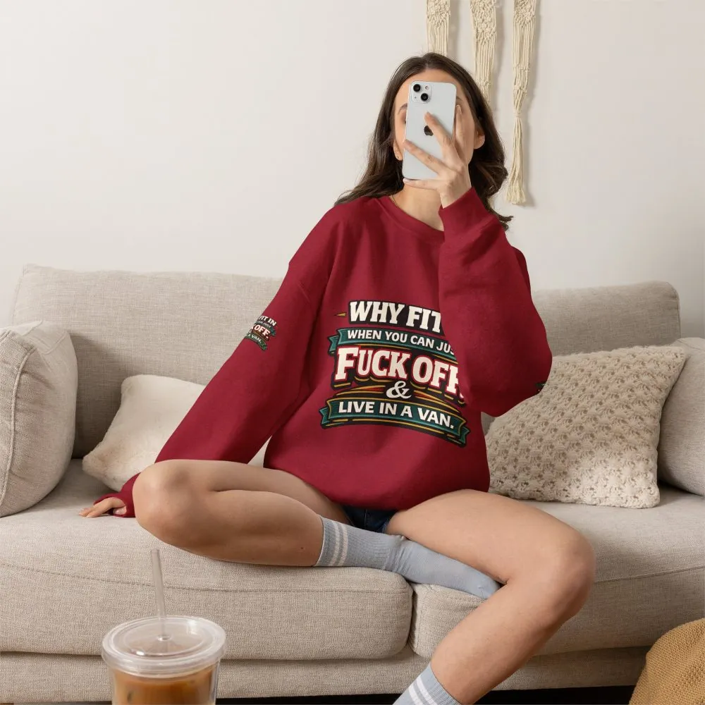 Unisex Heavy Blend™ Crewneck Sweatshirt — "Why Fit In" Design F**K-Line
