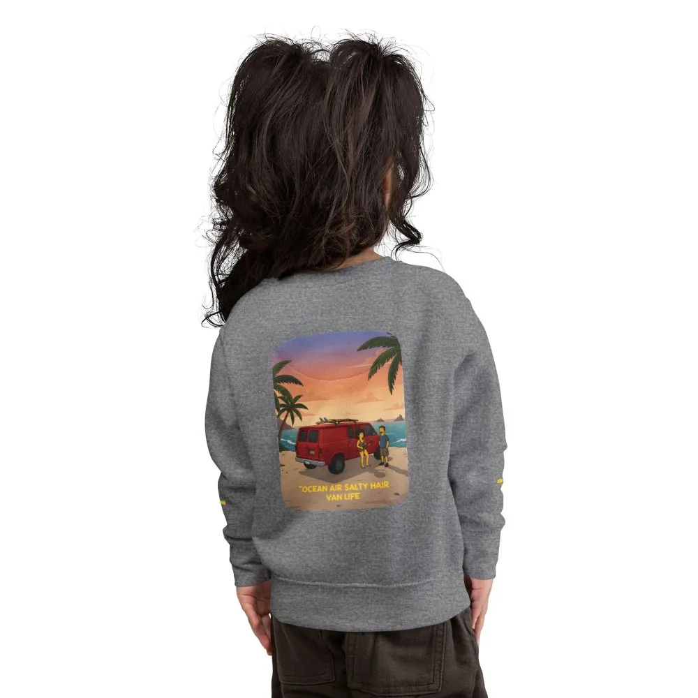 623226345903393972_2048.jpeg Toddler Sweatshirt - "Ocean Air Salty Hair Van Life" (Design Sitcom-Line)