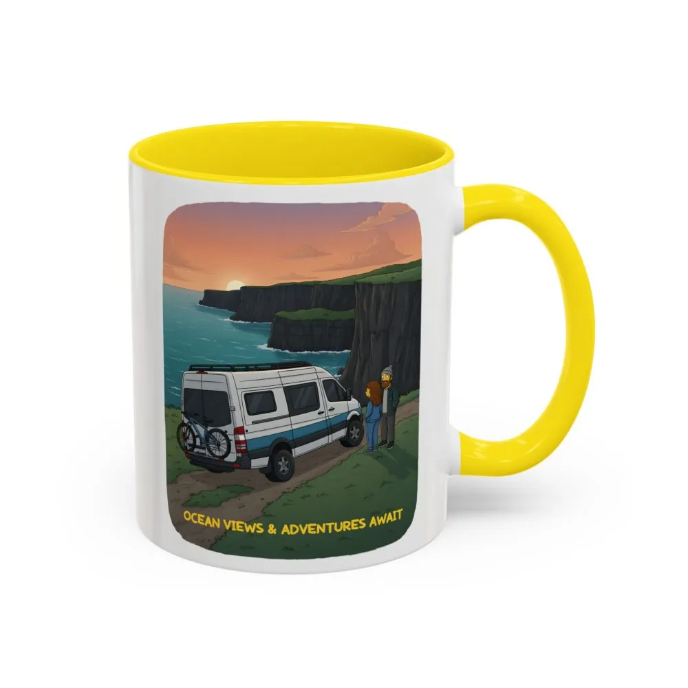 Accent Coffee Mug (11, 15oz) — "Ocean Views-Adventures Awaits" Design Sitcom-Line