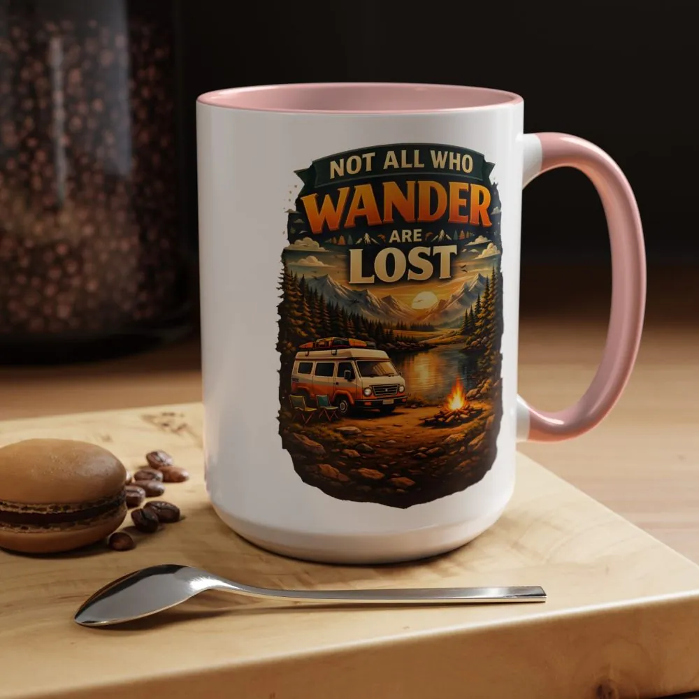Accent Coffee Mug (11, 15oz) — "Not All Who Wander Are Lost" Design Scenic-Line