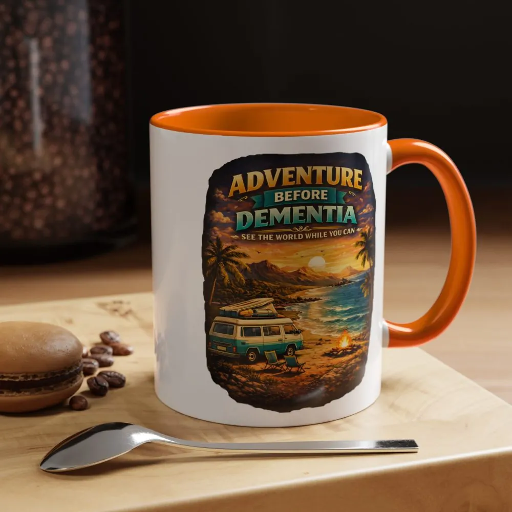 Accent Coffee Mug (11, 15oz) — "Adventure Before Dementia" Design Scenic-Line