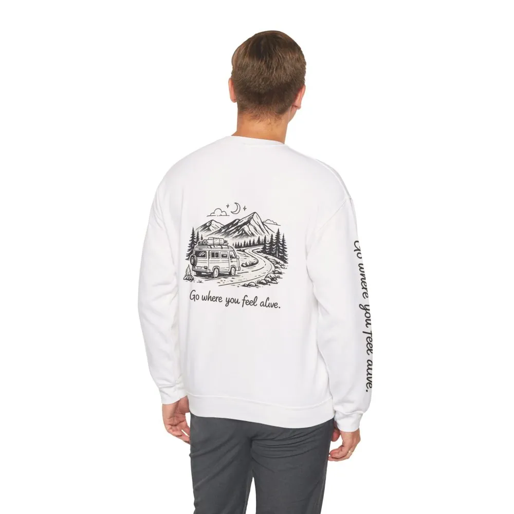 626178339853777737_2048.jpeg Unisex Heavy Blend™ Crewneck Sweatshirt — "Go Where You Feel Alive" Design Minimal-Line
