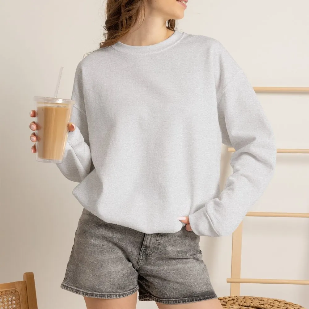 Crewneck Sweatshirt — "Adventure Awaits-Go Where You Feel Most Alive" (Only Back printed) Vintage Camper Van Outdoor Graphic