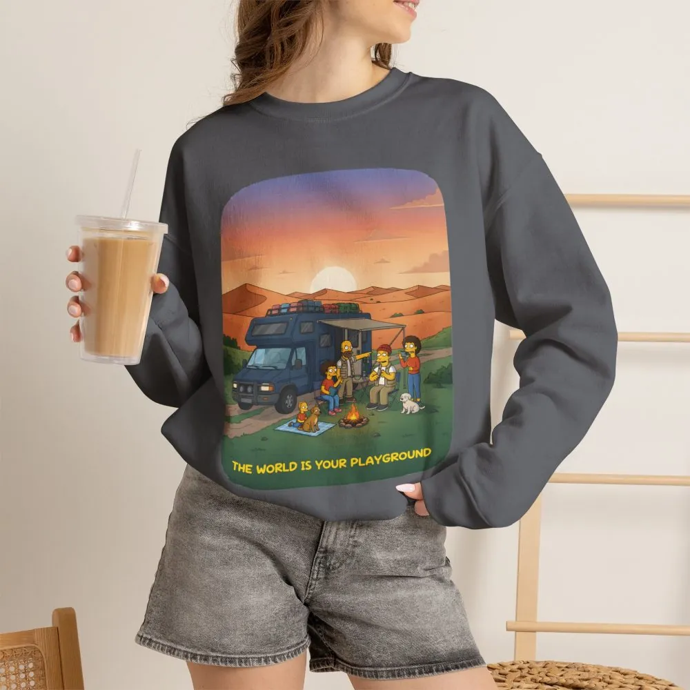 Unisex Heavy Blend™ Crewneck Sweatshirt — "The World Is Your playground" Design Sitcom-Line