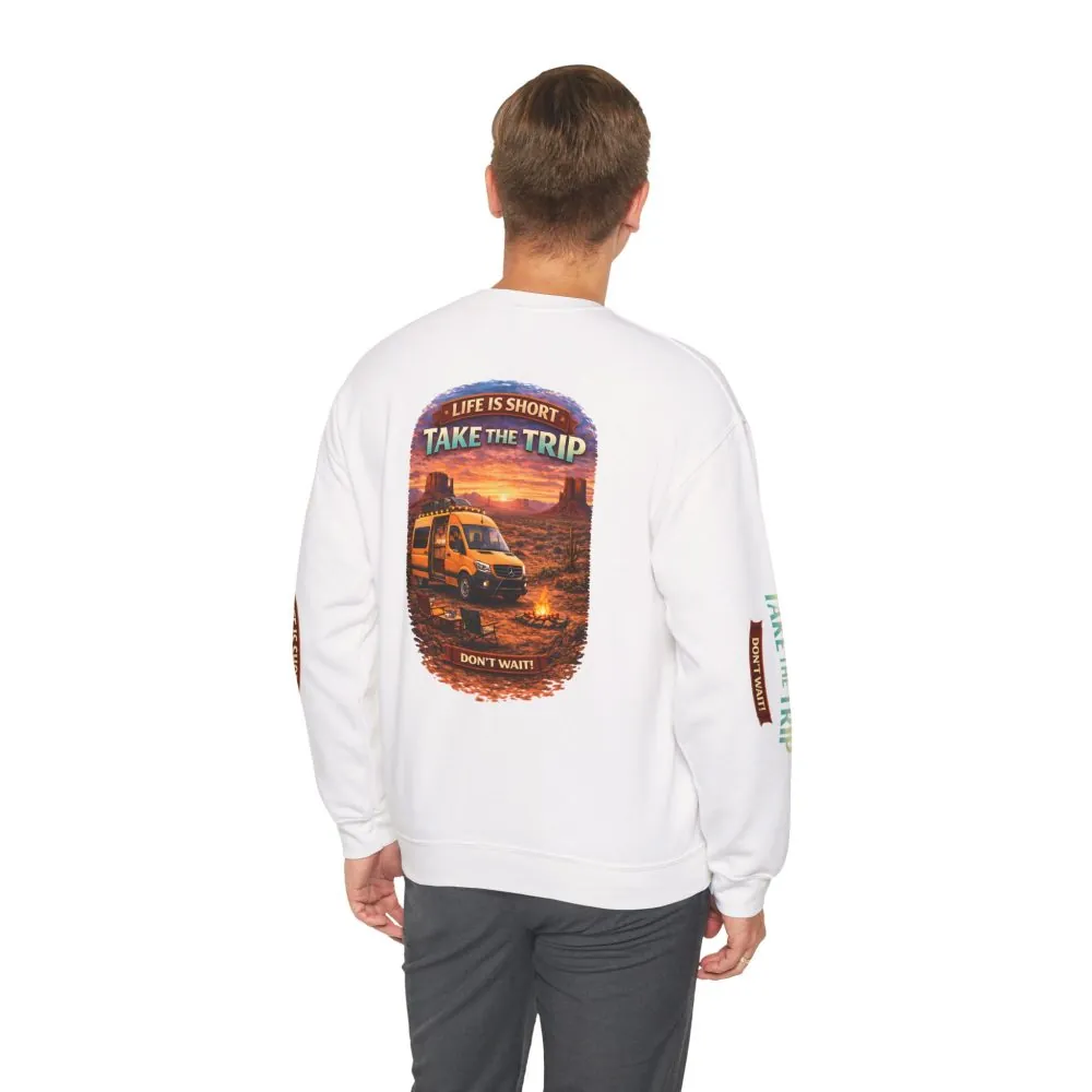 Unisex Heavy Blend™ Crewneck Sweatshirt — "Life Is To Short-Take The Trip" Design Scenic-Line