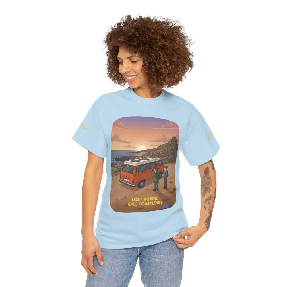 Unisex Heavy Cotton Tee — "Lost Roads Epic Coastlines" Design Sitcom-Line