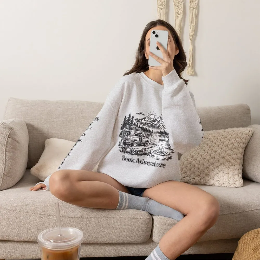 6312228652193061875_2048.jpeg Unisex Heavy Blend™ Crewneck Sweatshirt — "Seek Adventure" Design Minimal-Line